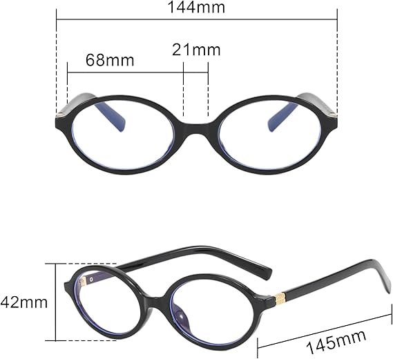 LJCZKA Ovale bril met blauw licht voor dames en heren, frame, kattenogen, Y2K, klein, retro, anti-vermoeidheid, voor computerspelletjes, Luipaard, 53-17-146