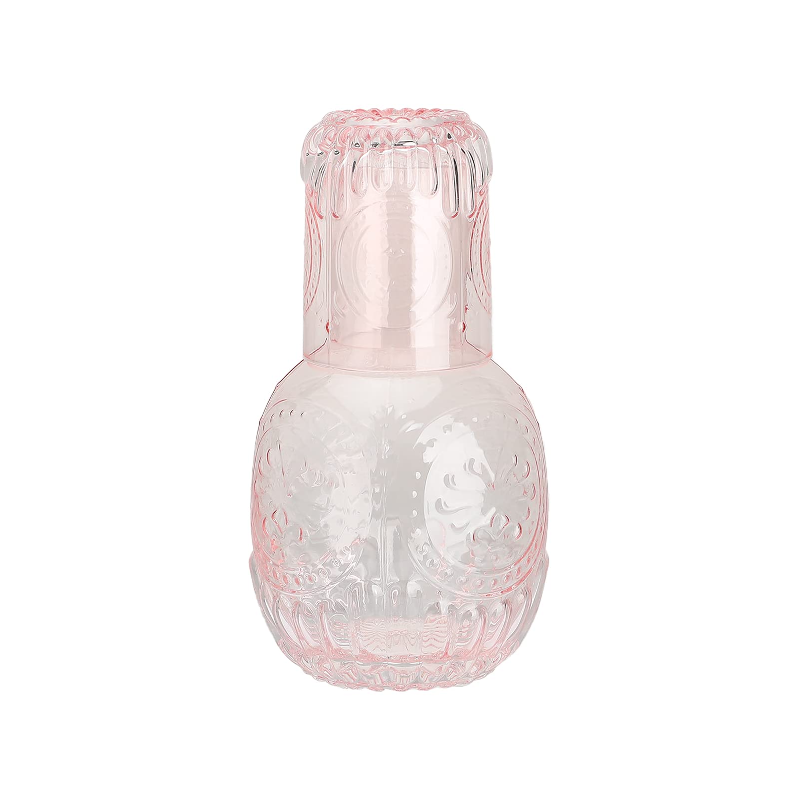 belupai Bedside Water Carafe and Glass Set, Crystal Bedside Night Carafe Pitcher and Tumbler Glass Set, Nightstand Glass Carafe with Cup Mouthwash Decanter for Bathroom