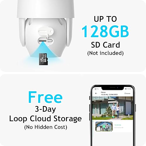 Miniatura 7 de Cámaras de seguridad para exteriores, cámaras PTZ de 360 para seguridad del hogar en exteriores con seguimiento automático de movimiento, visión