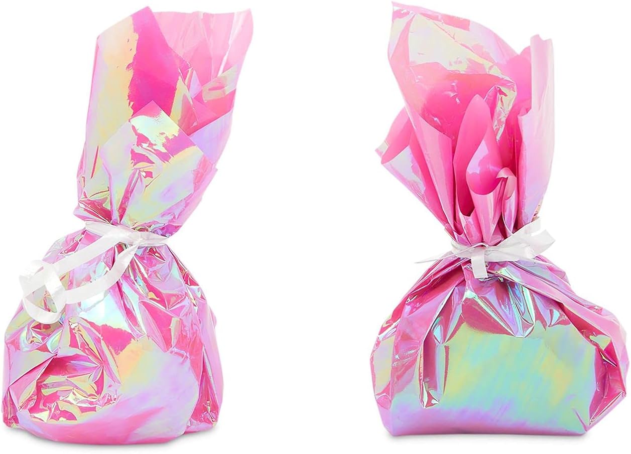 Clear Pink Cellophane Wrap Roll for Gift Wrap, Crafts, 17 Inches x 10 Feet (4 Rolls) : Health & Household