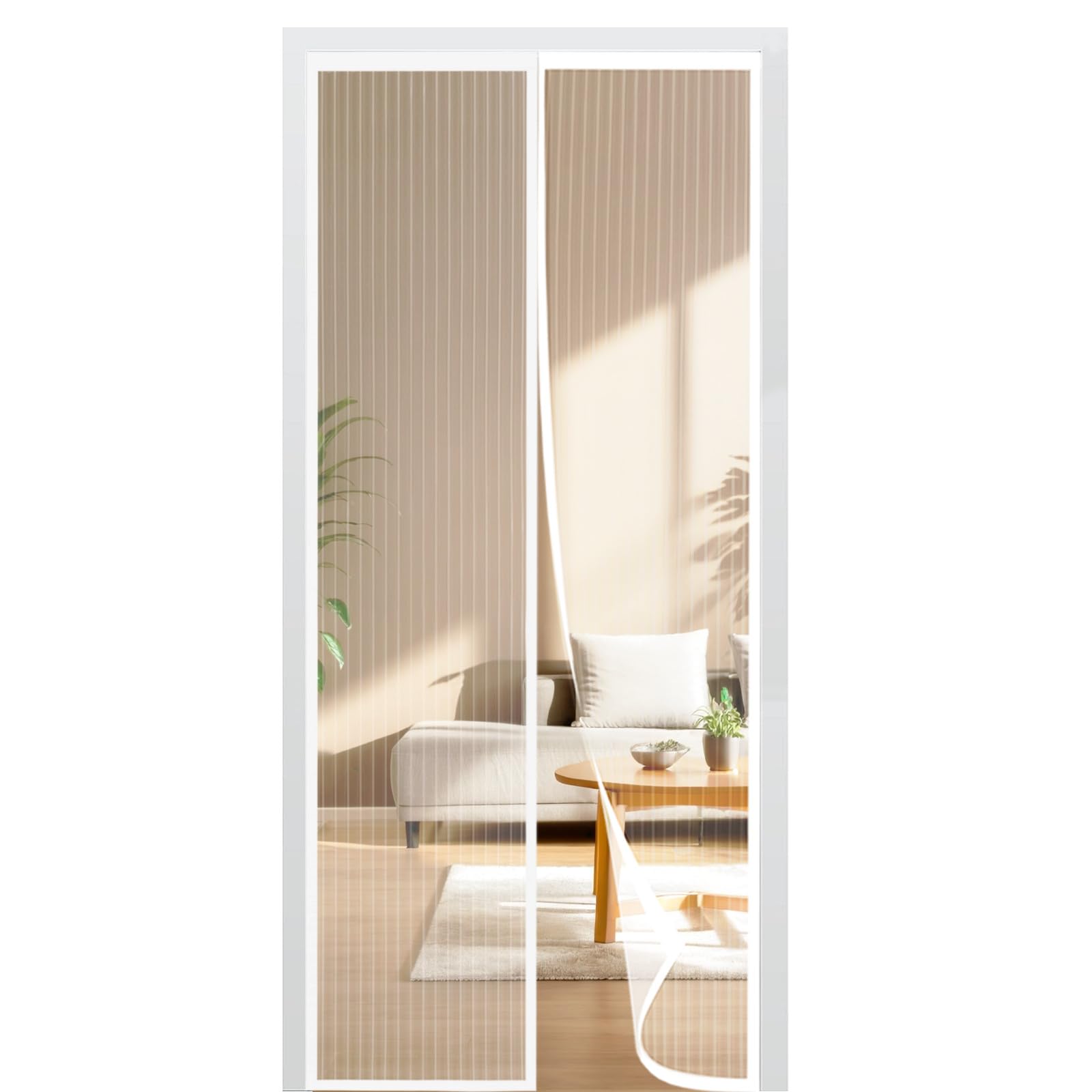 Moustiquaire Porte Fenetre Magnetique 180x215cm, Rideau de Porte Anti Moustique, Fermeture Automatique Aimantée Pour Portes de Balcon, de Cave et de Terrasse, sans perçage (Blanc)