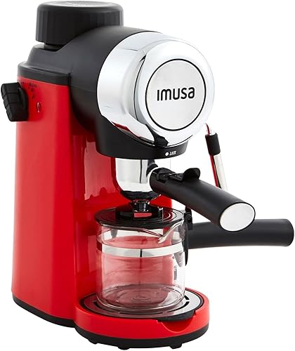 Imusa Máquina eléctrica épica para café expreso/capuchino, 4 tazas (café cubano, cortadito, colada, café con leche), color rojo