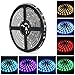 Nexlux 16.4ft LED Light Strip, Waterproof 5050 SMD Single RGB LED Flexible Strip Light Black PCB Board Color Changing Decoration Lighting (No Power Adapter and Remote)