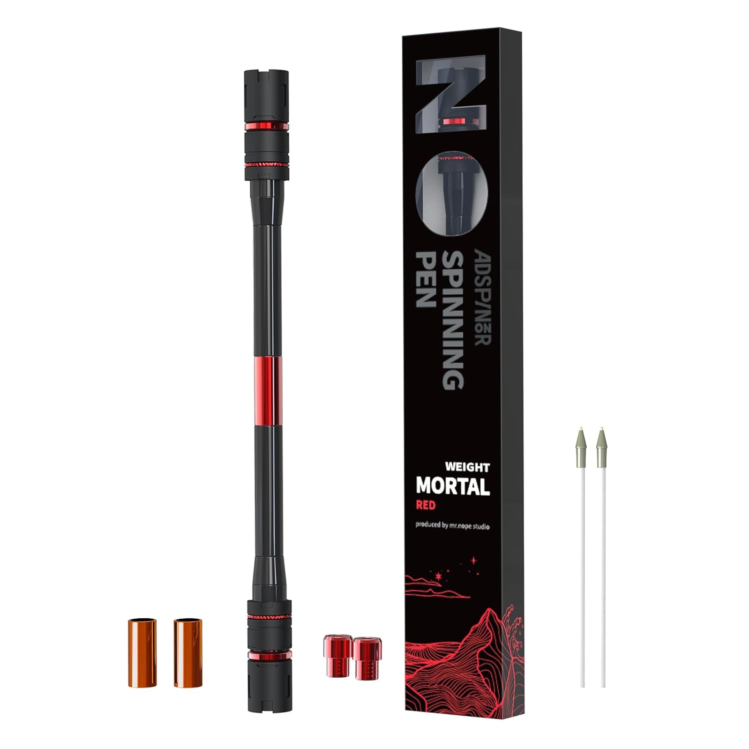 Mr Nope Weighted Mortal Spinning Pen Mod Advanced Trick Spin Pen for Precision Practice Heavier Balanced Anti-Slip Grip