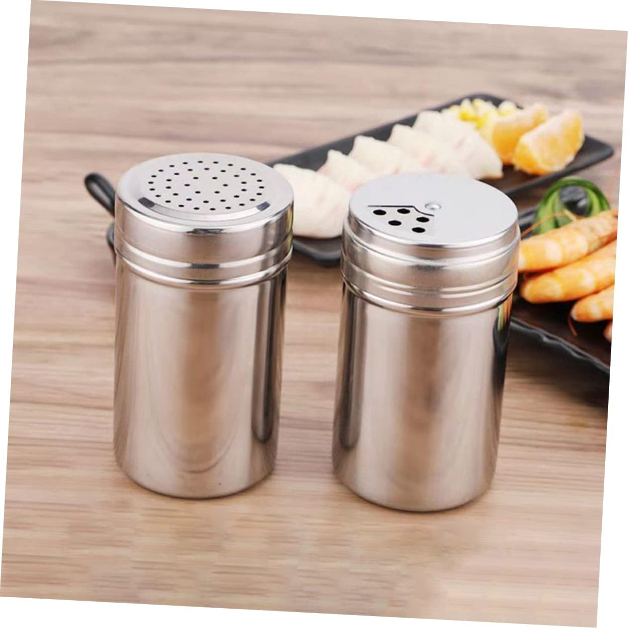 Generic 1Set Stainless Steel Portable Spice Shaker with Lids Seasoning Containers for Salt Pepper and Chili for Outdoor Bbq and Kitchen Use