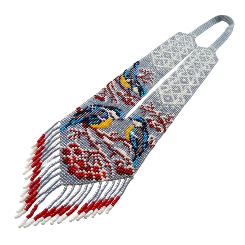 Collier gerdan ukrainien en perles de rocaille bijou traditionnel fait main multicolore