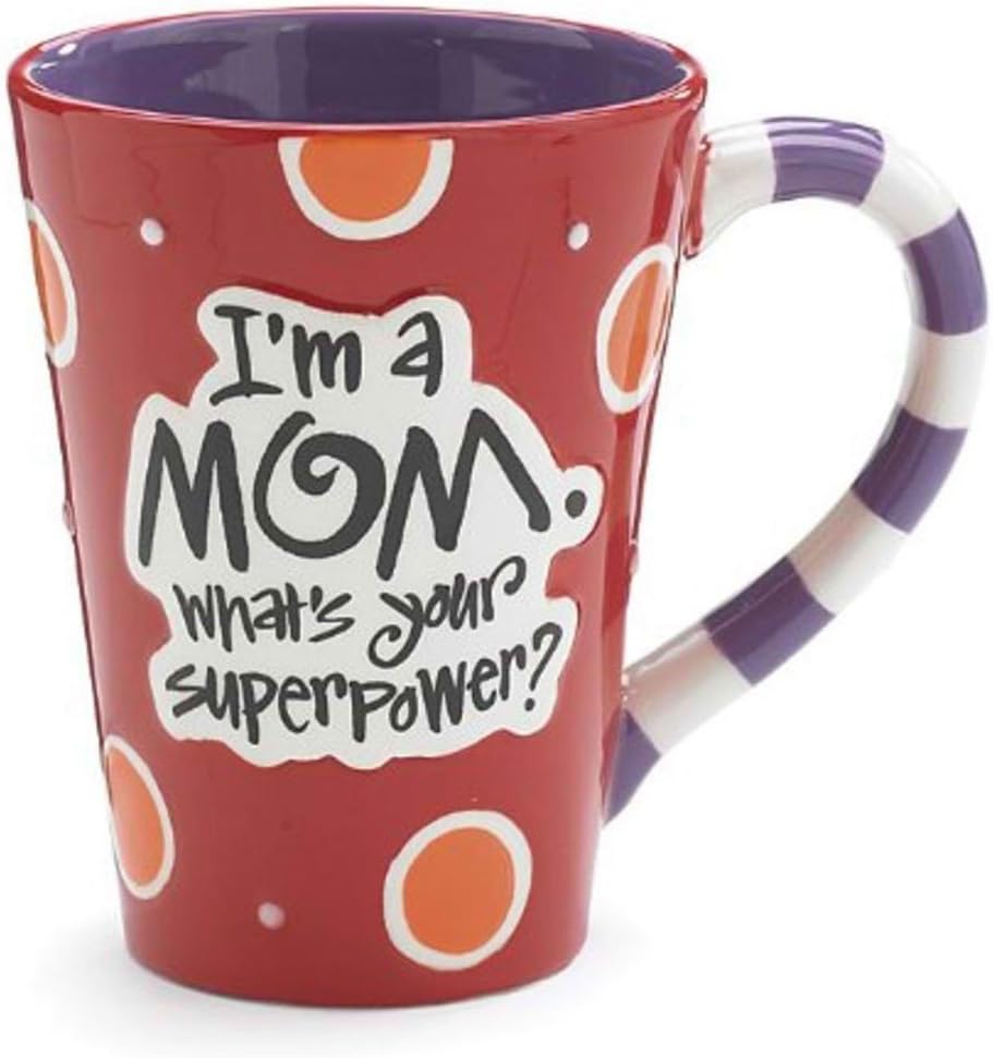I'm A Mom, What's Your SuperPower?" 12oz Coffee Mug Great Gift for Mother (1, Red)