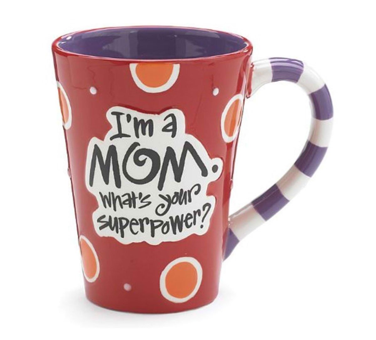 burton+BURTONI'm A Mom, What's Your SuperPower?" 12oz Coffee Mug Great Gift for Mother (1, Red)
