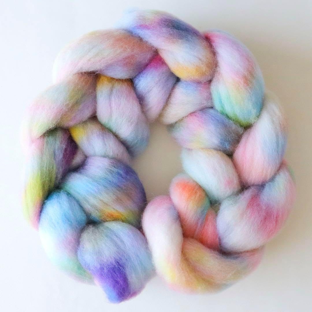 手染め羊毛スライバー 手紡ぎ糸 手染め糸 羊毛フェルト レインボー染め S-3A