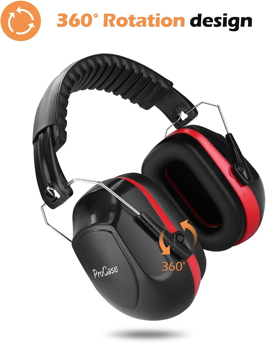 ProCase Noise Reduction Safety Ear Muffs, Shooters Hearing Protection Earmuffs, NRR 28dB Noise Sound Protection for Shooting Range Mowing Construction Manufacturing Woodwork Men Women Adult -Red - - 