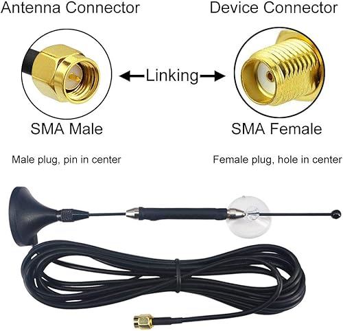 Miniatura 6 de Antena celular 4G LTE 10dBi SMA macho 698-960MHz 1700-2700MHz con base magnética Antena al aire libre RG174 3M para router inalámbrico WiFi