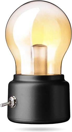 Lámpara de bombilla retro con interruptor  Luz de mesa vintage para escritorio, mesita de noche, iluminación ambiental  Luz decorativa industrial