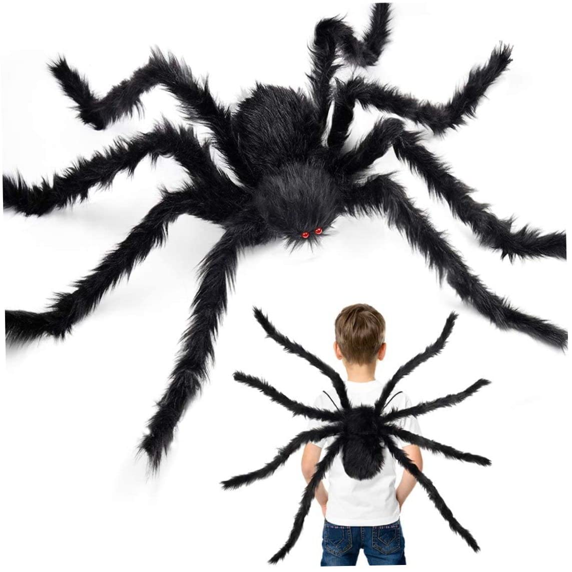 Halloween Giant Spider Decorations, 90cm Large Black Spider Legs for Kids Boys Fake Realistic Hairy Spider BackpackLarge Black Spider Legs, Halloween Giant Spider Decorations