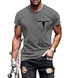 Men's T-Shirts Graphic Vintage Western Cowboy T Shirts for Men Bull Head Print Cotton Shirts Men Summer Outfits