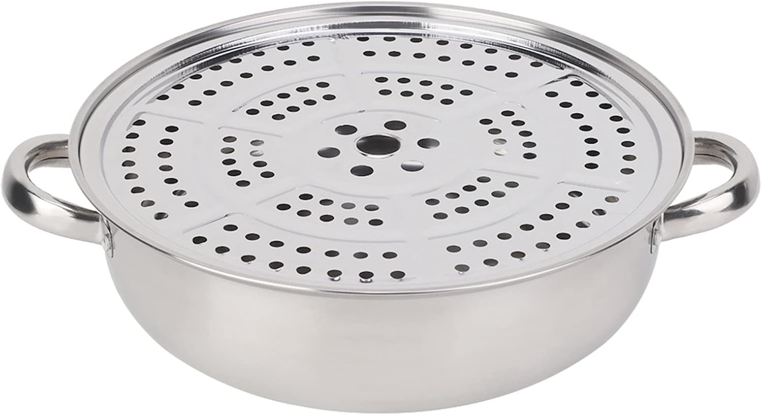 Steamer Pot, 28Cm Stainless Steel Steamer Pot Single Layer Stockpot Hotpot Food Steamer Pot Cookware Household Cooking