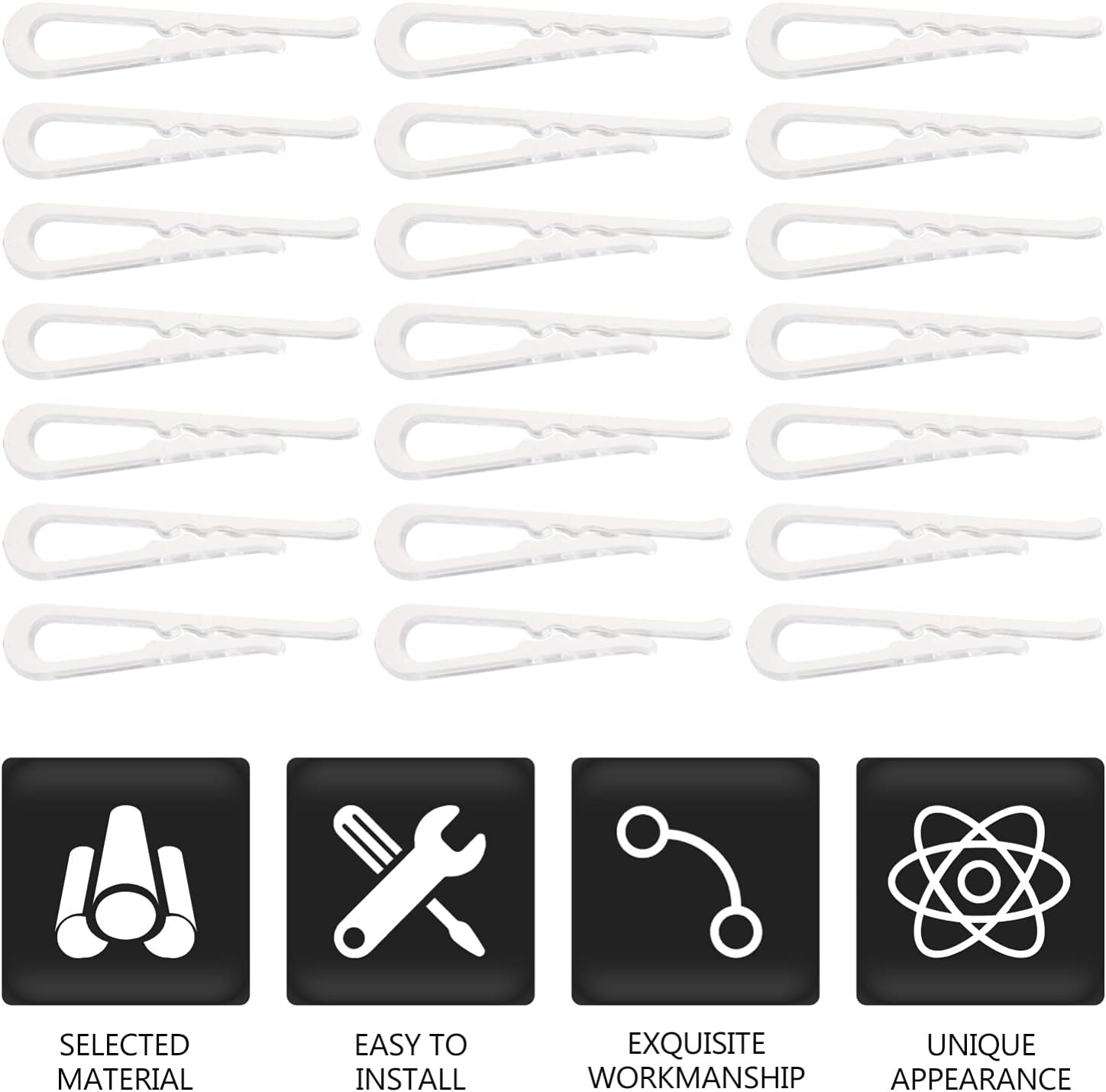 Wakauto 200 Pieces Shirt Pins Folding Clips for Socks Clips Folding Clips for Trousers Small Clip White Robe Clothes Plastic Accessory image 3