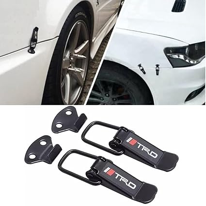 ROYALTECH Security Hook Lock Clips Kit Quick Release Fasteners TRD Clips for Bumpers, Fenders, Trunk and Hatch Lids Compatible with All Cars (Set of 2)