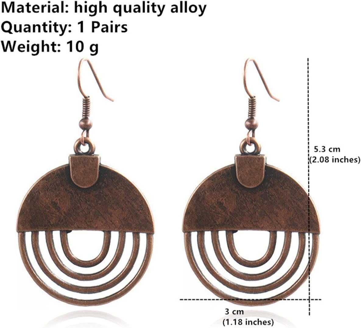 Boho Brown Drop Earrings for Women Rounds Long Tribal Dangle Earrings - Image 5