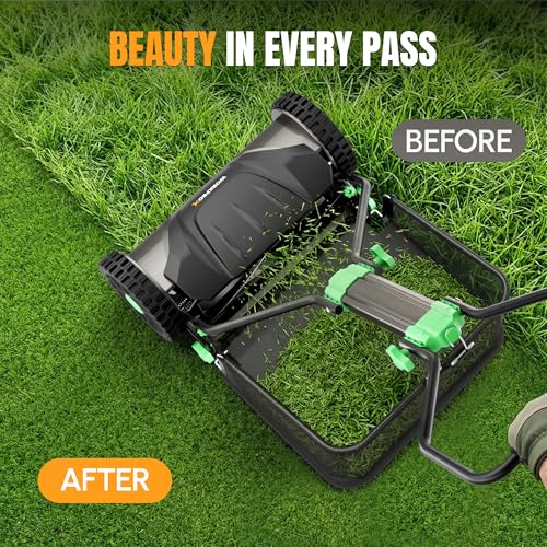 WORKPROX 16-Inch Push Reel Lawn Mower, Adjustable Height 5-Blade Reel Mower with Removable 8-Gallon Grass Catcher for Yards and Gardens, Black by WORKPRO - Image 7