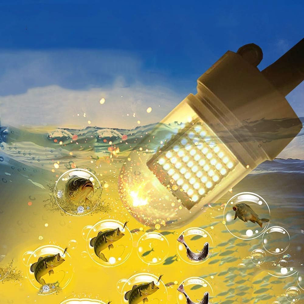 Hanchen LED Underwater Fishing Light 12V 15W Green White Yellow 36pcs 2835LED Fishing Lamp Attractants Lures for Night Fishing in Fresh Sea Saltwater IP68 Waterproof (White)