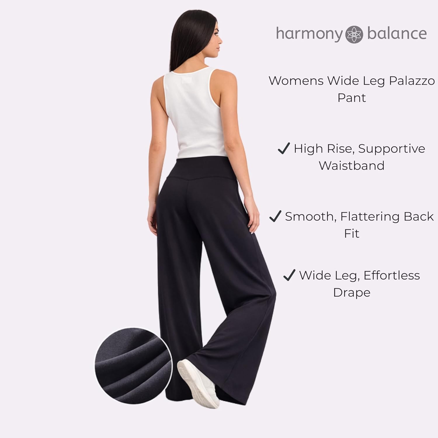 Harmony & Balance Wide Leg Sweatpants for Women Yoga Pants- Comfy Loose Casual Palazzo Lounge Pants with Pockets