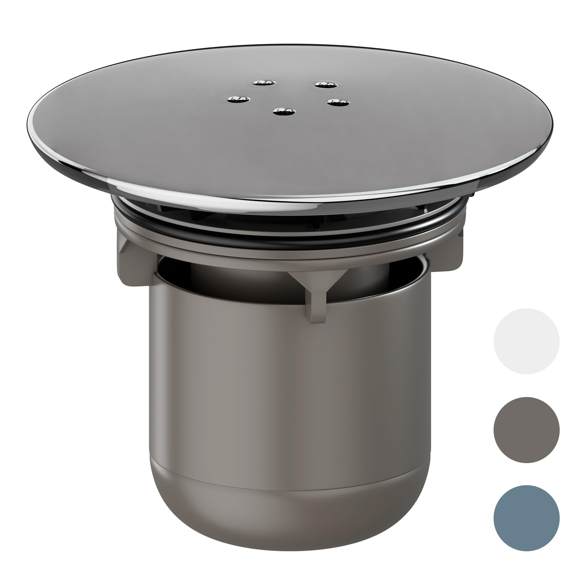 Hnnhome Warm Grey Shower Drain Cover Replacement, Chrome Shower Trap Cover, Removable Top Fitting Cap Parts, 90Mm/115Mm Shower Plughole Cover, Fast Flow Shower Tray Waste (Warm Grey)