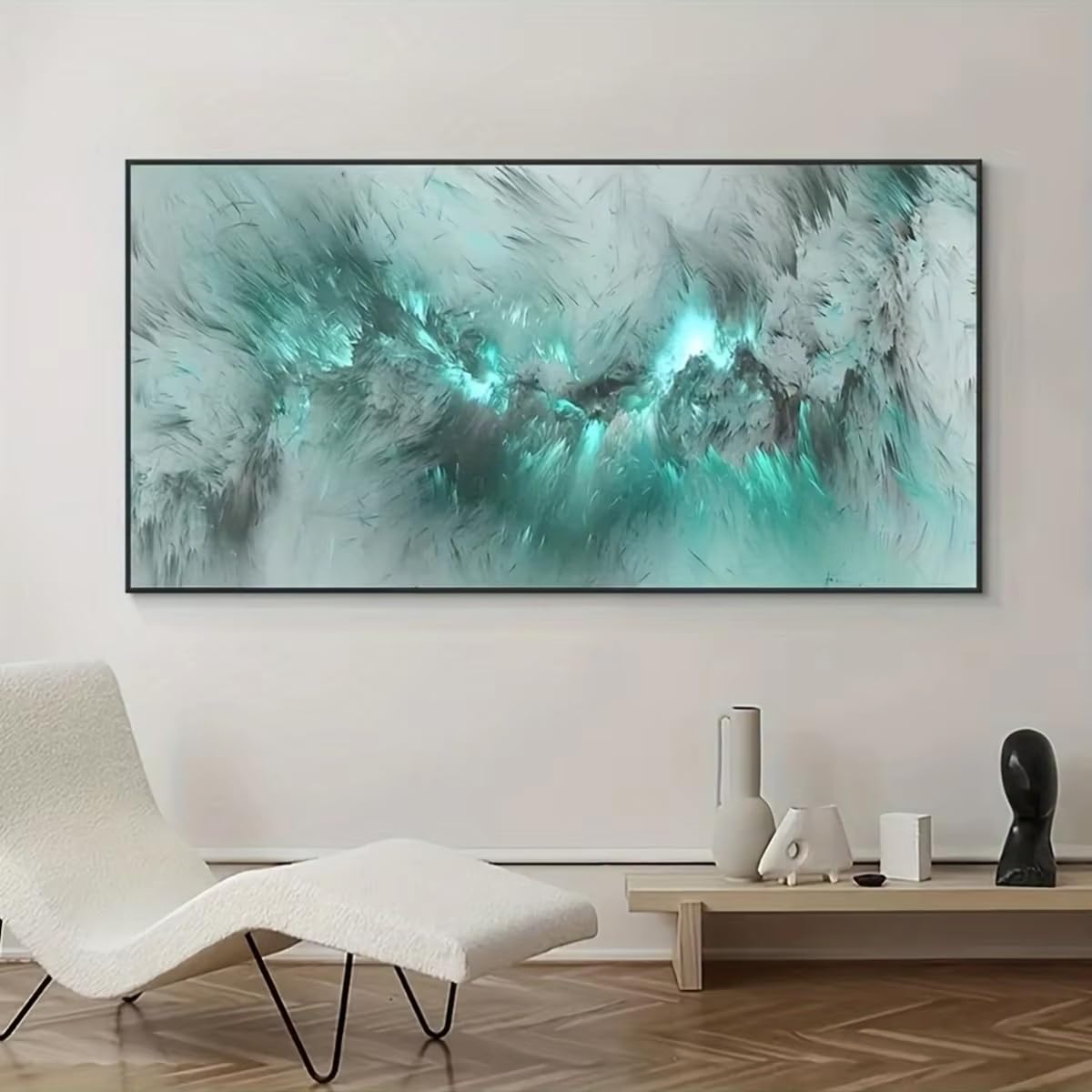 Tableau moderne nuage vert abstrait grande toile de décoration - 8
