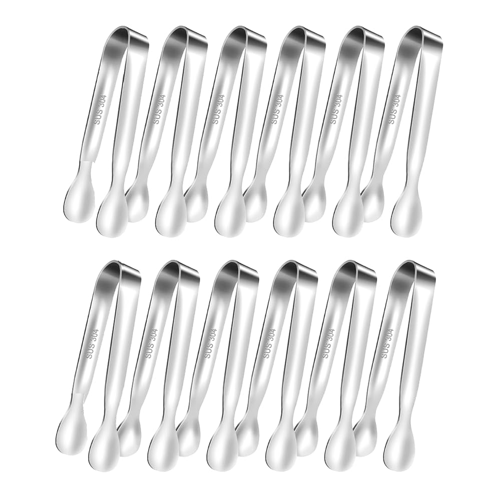 CTRLZS Mini Tongs for Serving Food, for Tea Party Coffee Bar Small Stainless Steel Metal Cooking Tong
