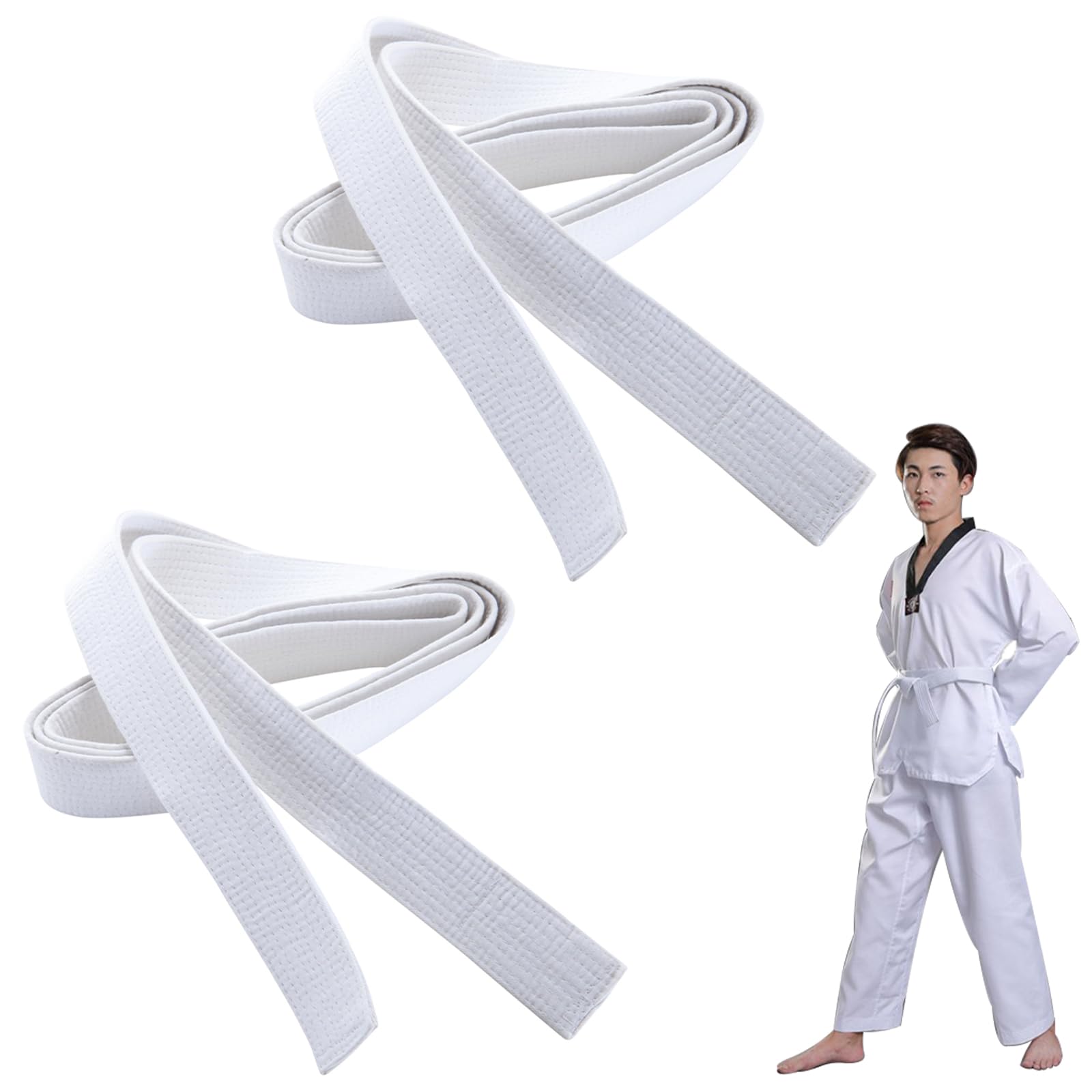 Karate Gürtel,Judo Gürtel,Taekwondo Gürtel,Karate Gürtel Weiß,Judo Gürtel Weiß,Weißer Karate Jiu Jitsu Gürtel,Budogürtel weiß,Kampfsport Gürtel ,Polyester,Taekwondo für Männer Frauen,260 cm,2 Pcs
