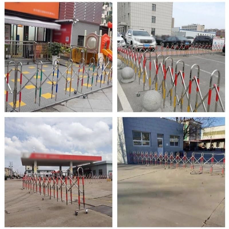 Puerta de seguridad de tráfico portátil expandible con ruedas, barrera de seguridad industrial plegable para estacionamiento de garaje, solución de control de acceso expandible flexible