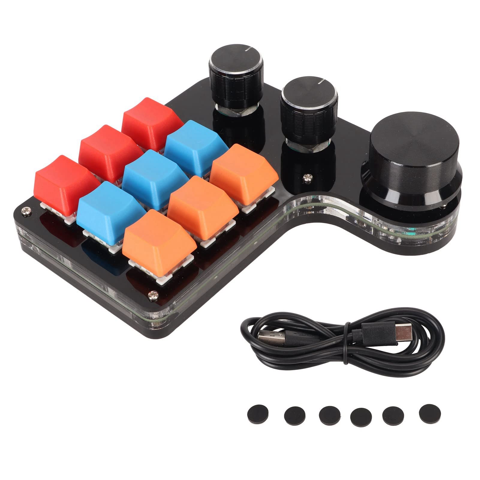 Tastiera Programmabile a 9 Tasti, Tastiera da Gioco Meccanica Mini Macro con 3 Manopole per Ufficio, Progettazione Grafica, Editing Video