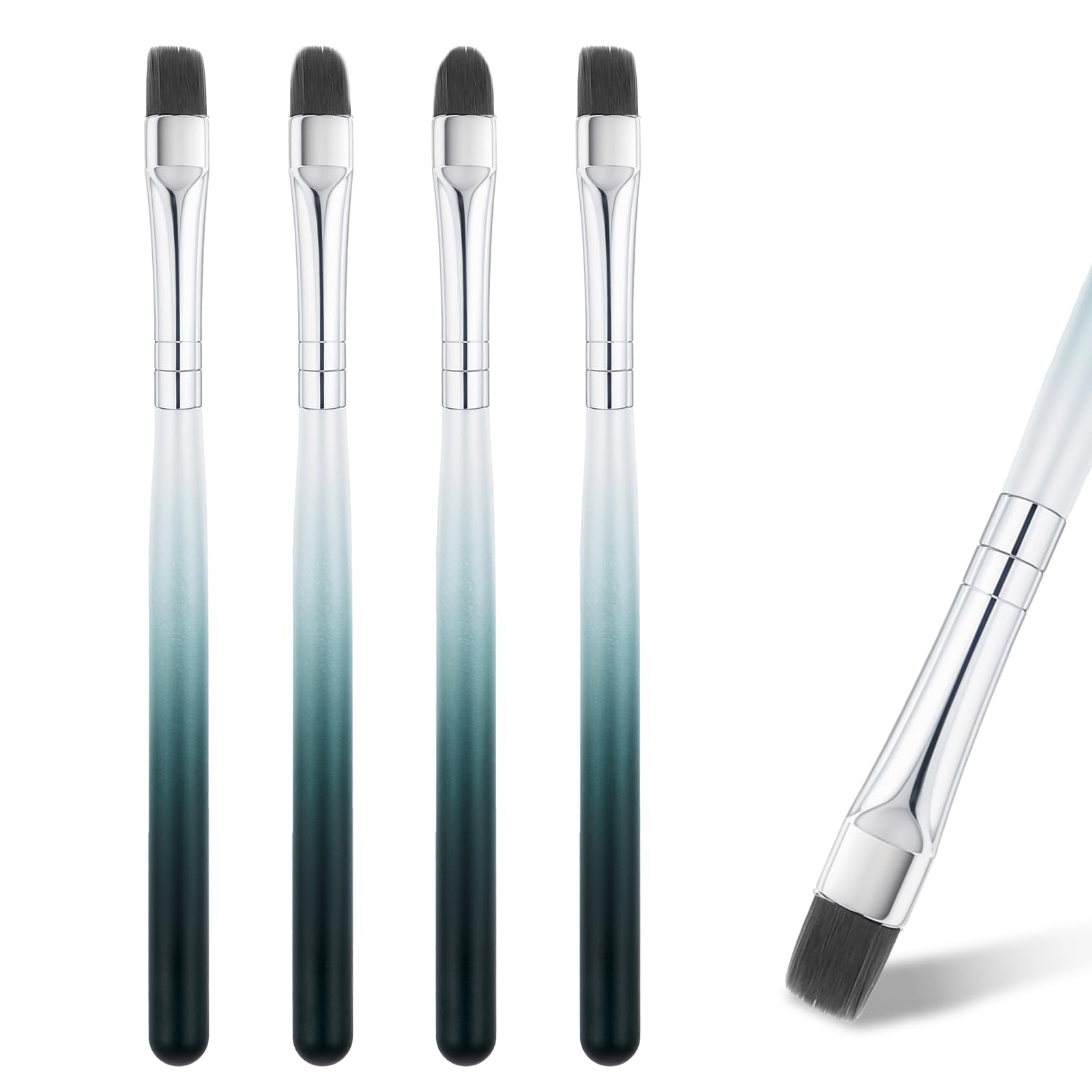 4PCS Nail Art Clean Up Brushes Round & Flat Brushes for Professional Nail Painting French Tip Detail Remover Manicure Brush Detail Nails Art Brush for Design Polish Painting DIY Mistake Cleaning