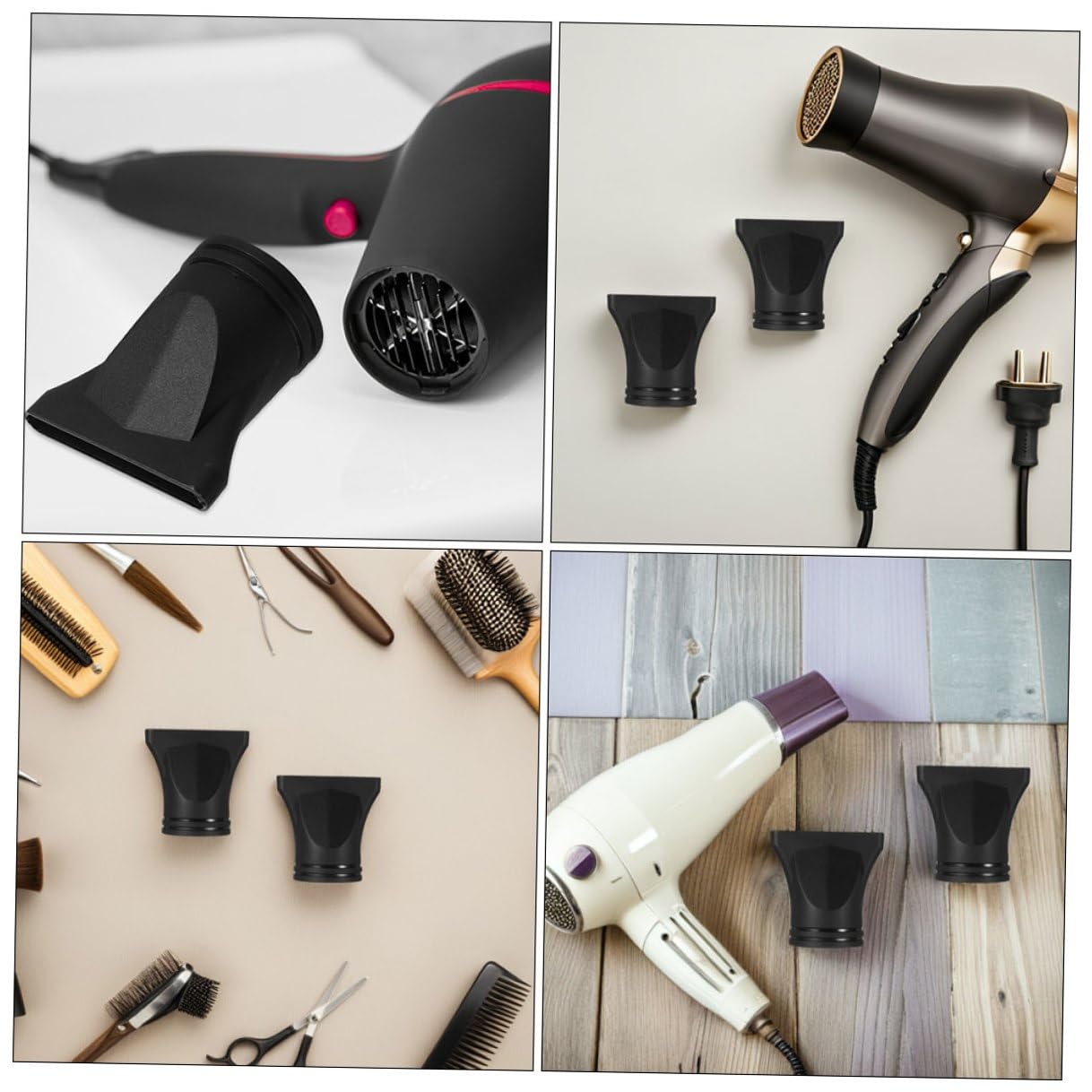 Ciieeo 15pcs Universal Hair Dryer Nozzle Replacement Narrow Concentrator Attachments Black Blow Dryer Styling Tool for Professional Salon and Home Use