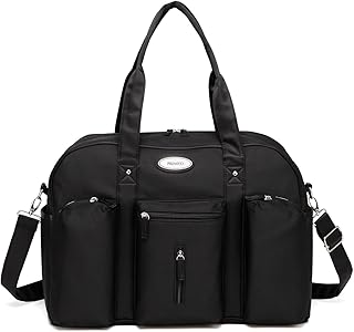 PREMYO Grande Bolso Cambiador Pañales Negro Bolso Maternal con Ganchos para Silla de Paseo Cochecito Carrito Bebé Elegante Bolso Maternidad con Múltiples Compartimentos Bolsillo Isotérmico Cremallera