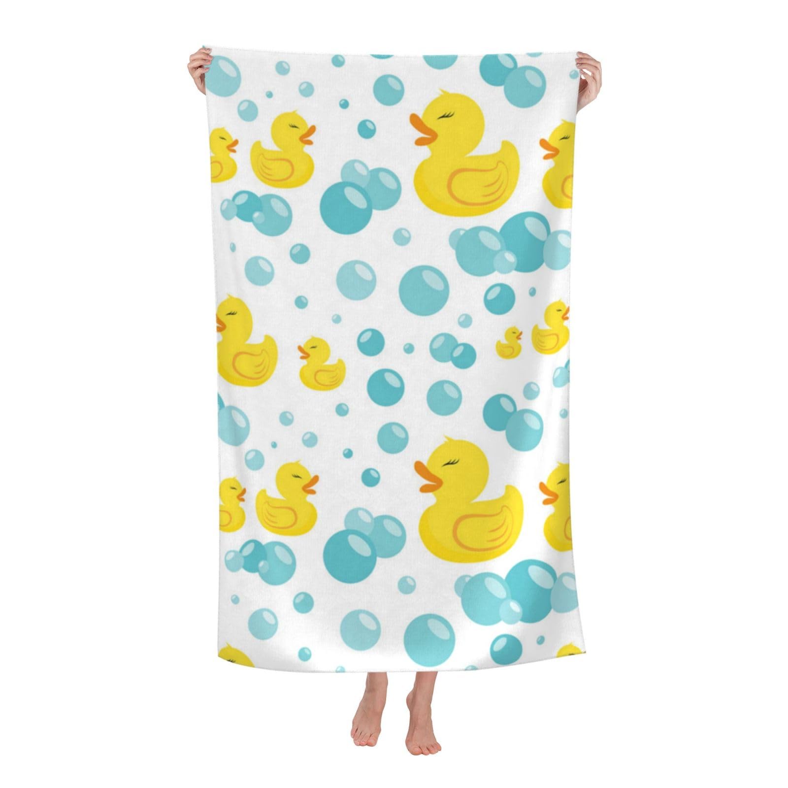 LSRCPD Beach Towel Rubber Ducks in Bubbles Pattern Microfiber Beach Towels Blanket Oversized Tropical Big Extra Large XL Pool Towels Quick Dry Sandproof for Women Girls Kids
