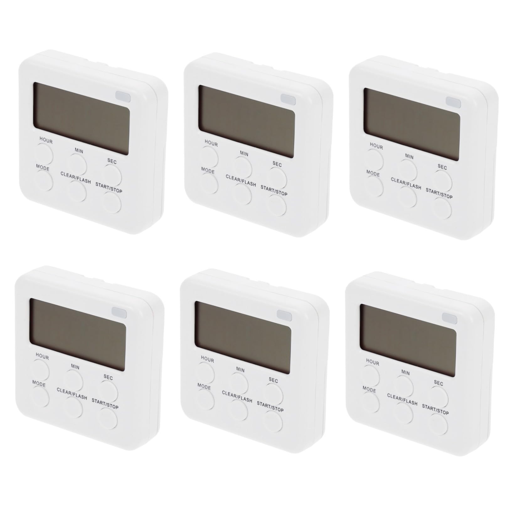 Minuteur Silencieux Cuisine Numérique 6 Pièces Abs Blanc | Mode Horloge, Compte à Rebours, Dos Magnétique, pour Enseignants et Parents, Lot Pratique