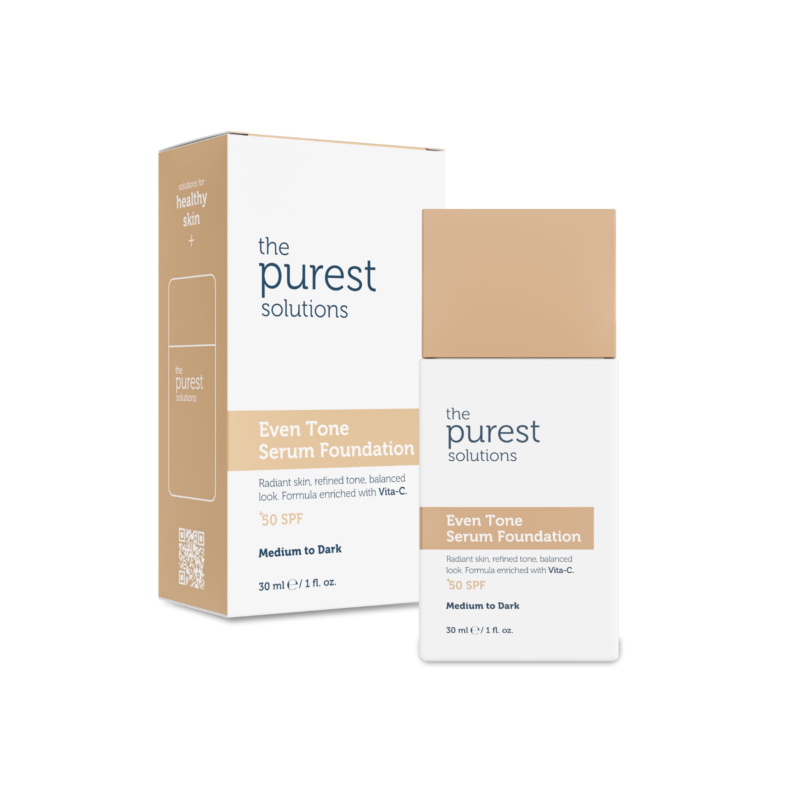 The Purest Solutions Cilt Tonu Eşitleyici & Leke Karşıtı Serum Fondöten SPF 50, 30 Mililitre – Orta/Koyu Ton