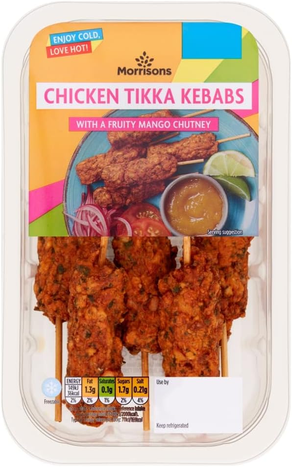 Morrisons Chicken Tikka Kebabs with a Fruity Mango Chutney 105g Amazon.co.uk Grocery