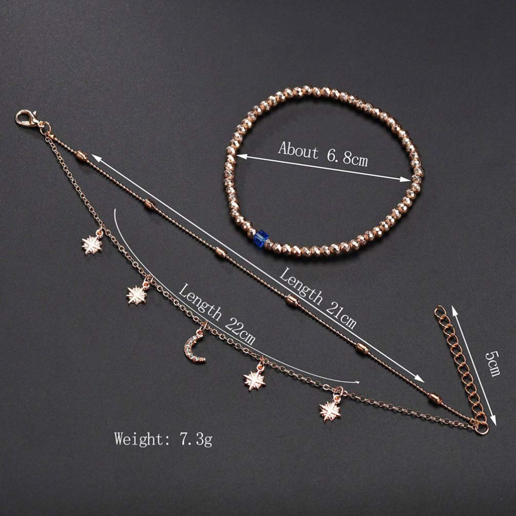 ciondolo 4 pezzi cavigliera multistrato luna stella perline cavigliera fatta a mano gioielli per piedi regali per donne ragazze creazione di gioielli