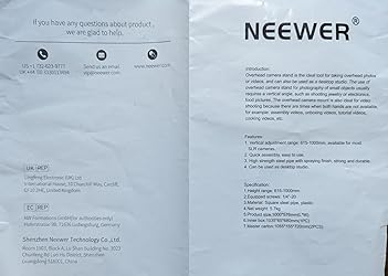 Amazon.com : NEEWER Overhead Camera Mount Rig for Top Down Shots, Heavy ...