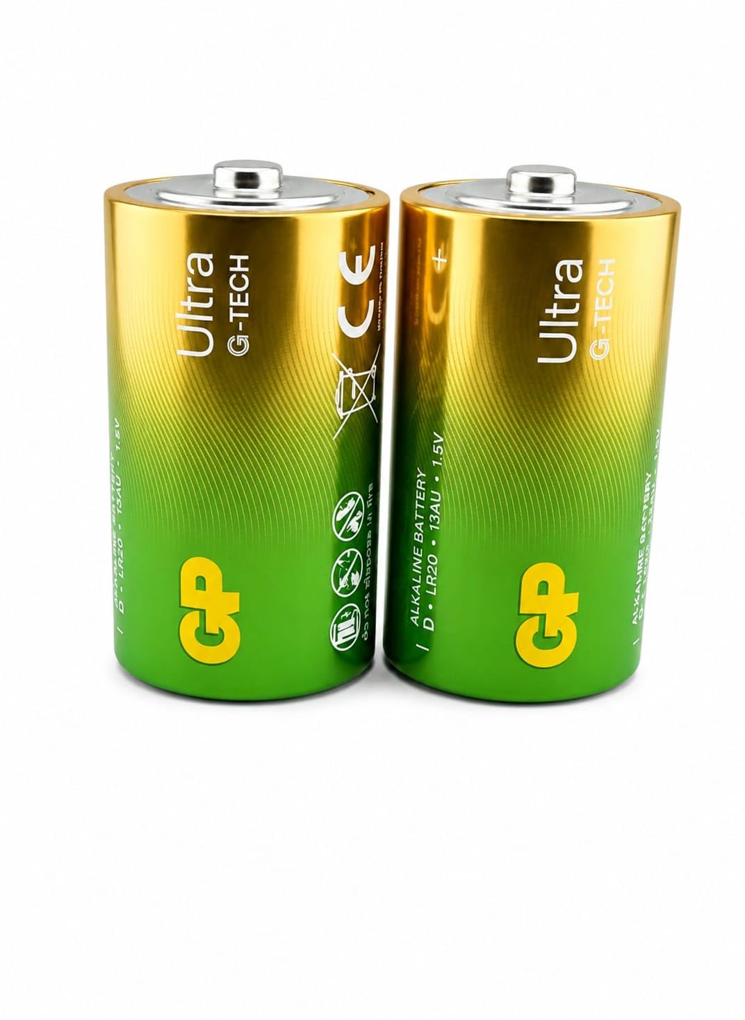 Compatible with GP Ultra G-Tech D Alkaline Battery LR20 13AU 1.5V Non-Rechargeable High Performance Battery for Flashlights, Torches, Radios, Toys & Portable Devices (Pack of 2)-image-1