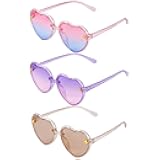 obmwang 3 Pieces Kids Heart Shaped Sunglasses Stylish Cute Bee Sunglasses for Toddler Girls Age 3-10 Outdoor Beach Eyewear