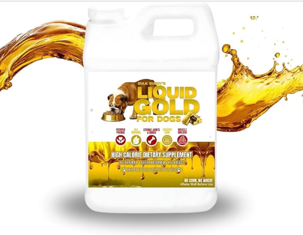 Dog Weight Gainer - Bulk Buddy Liquid Gold High-Calorie Nutritional Supplement for Dogs, 1GAL