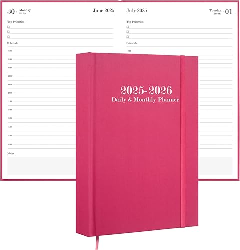 Agenda diaria y mensual 2025-2026, planificador de año académico 2025 2026, una página por día, de julio de 2025 a junio de 2026, libro de citas por