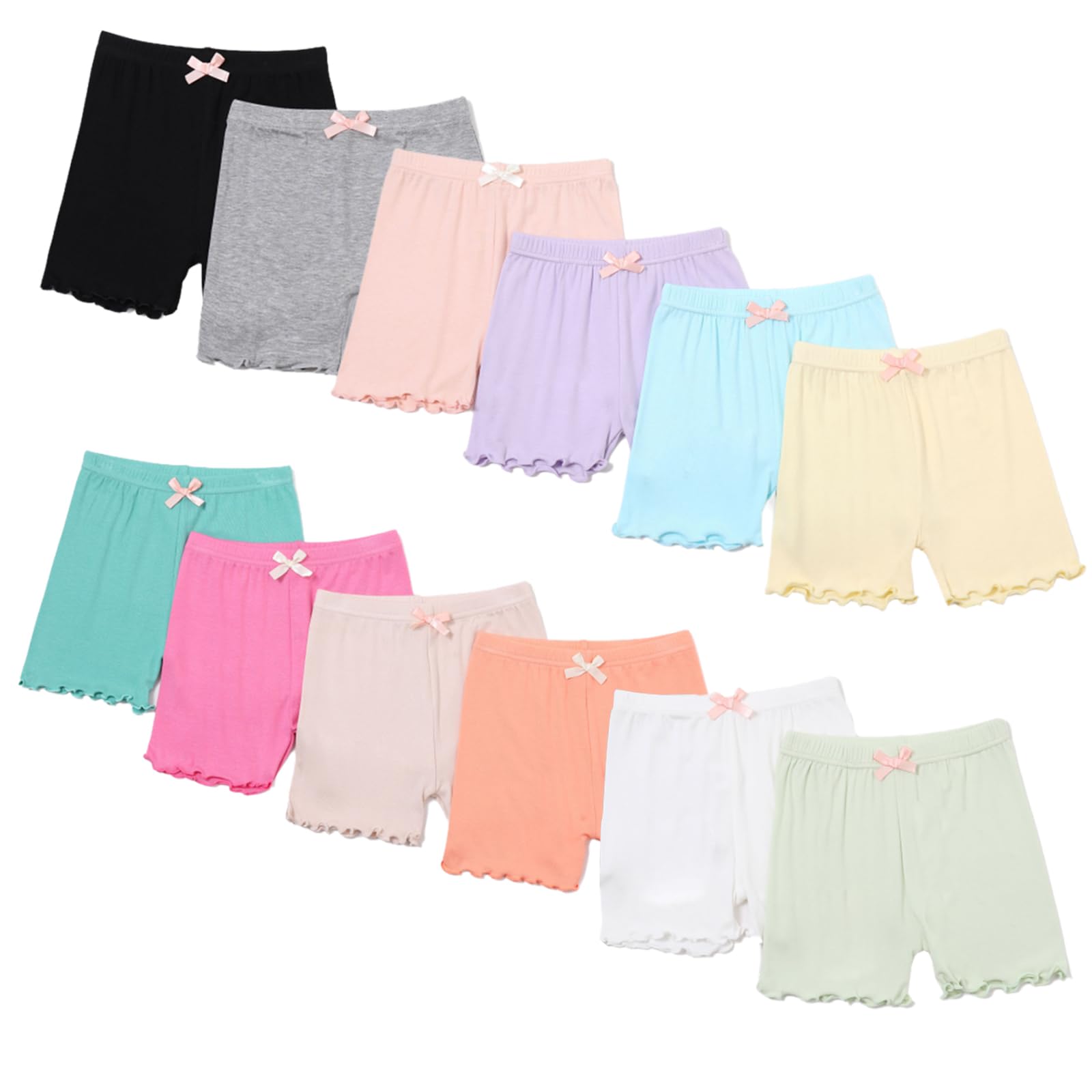 Chicduo Confezione da 12 pantaloncini da bici per ragazze bambino Cartwheel pantaloncini per bambini sotto vestito pantaloncini estivi di sicurezza