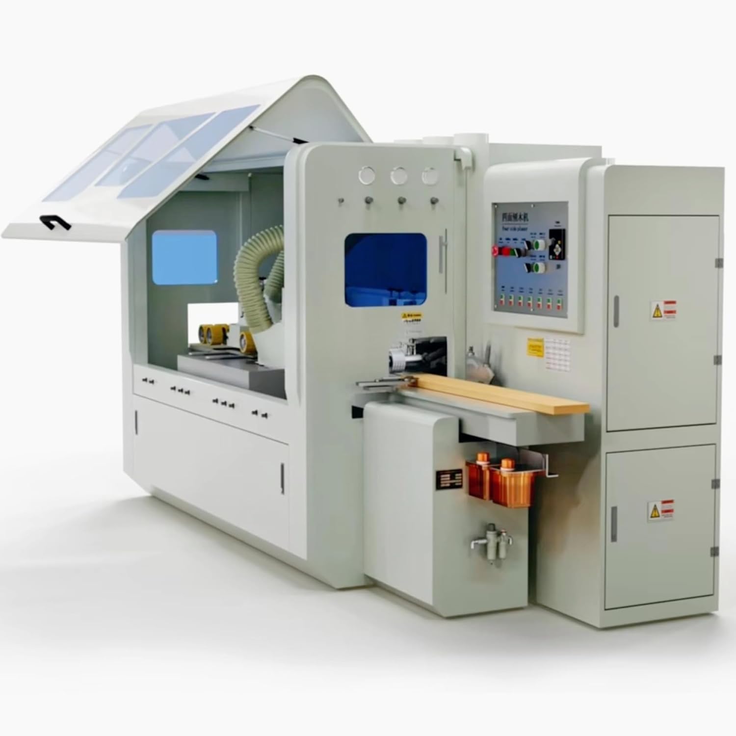 Professional 7-Axis CNC 4-Sided Wood Moulder,Automatic Multi-Axis Planer & Shaper with PLC Touchscreen,High-Speed S4S Finishing Machine for Industrial Timber & Flooring,Heavy Duty Woodworking Sizer