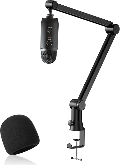 Blue Yeti Mic Stand with Blue Yeti Pop Filter - Microphone Boom Arm, Hidden Cables, Blue Yeti Microphone Arm with Microphone Cover Foam for Studio, Podcaster, Streaming by YOUSHARES