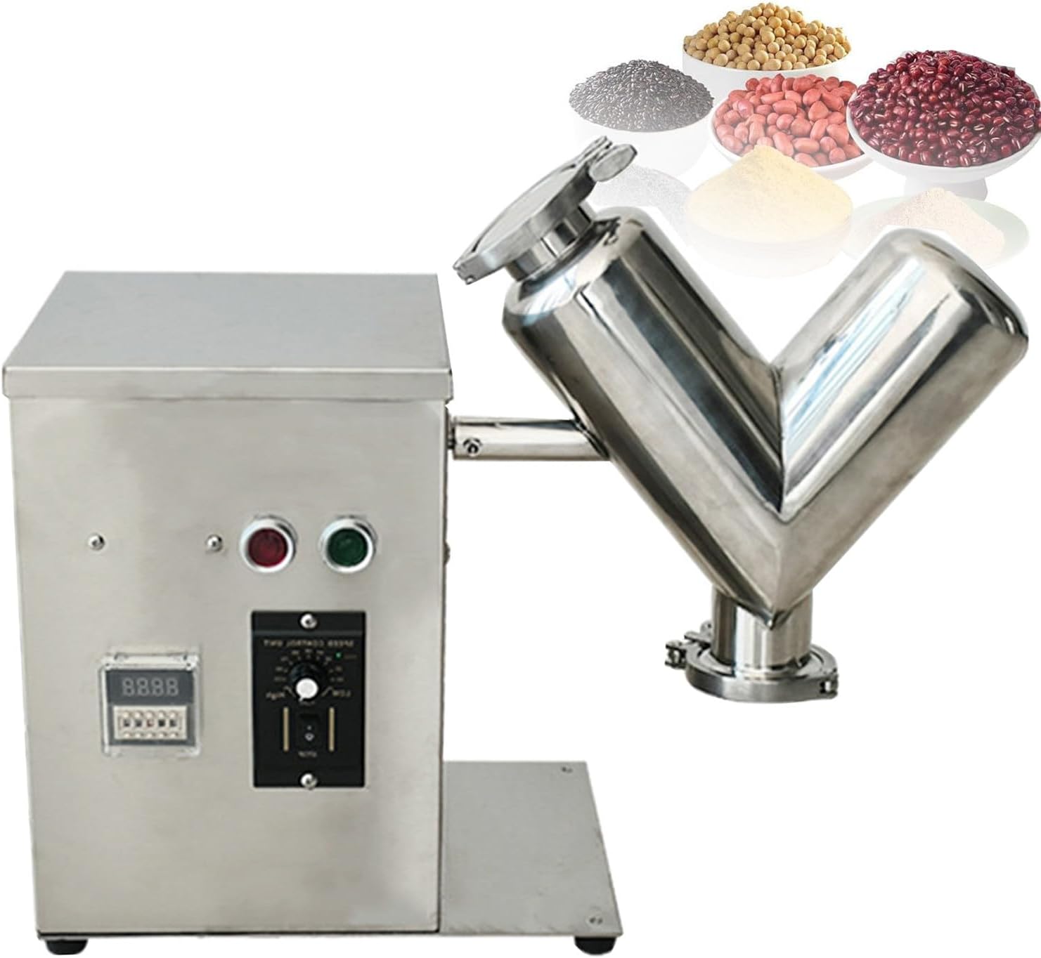 2L/5L/8L V-Type 304 Stainless Steel Mixer Machine,Dry Powder Granule Blender Mixer Machine,Adjustable speed by timer for Food,Grain,Teaching Labs,Industrial Mixing 2L