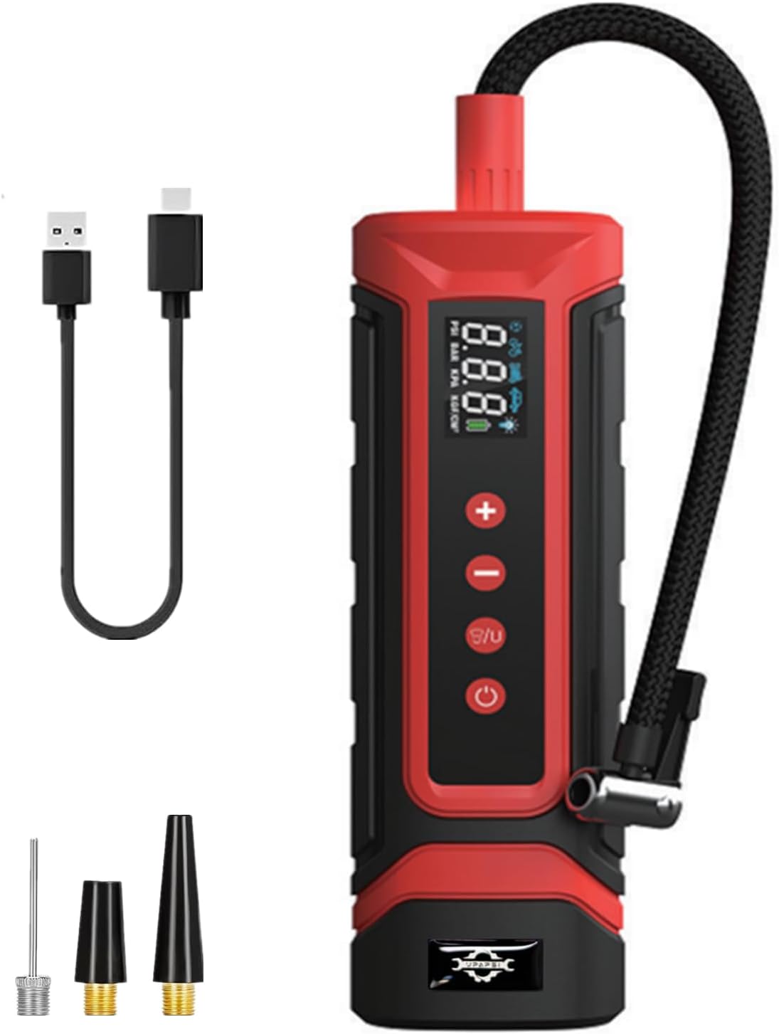 Cordless Tire Inflator Portable Air Compressor Fast Smart Air Pump 5V DC 130PSI 7500mAh Battery with Pressure Gauge/LED Lgiht/LCD Display for Car, Motorcycle, Bike, Motor, Ball