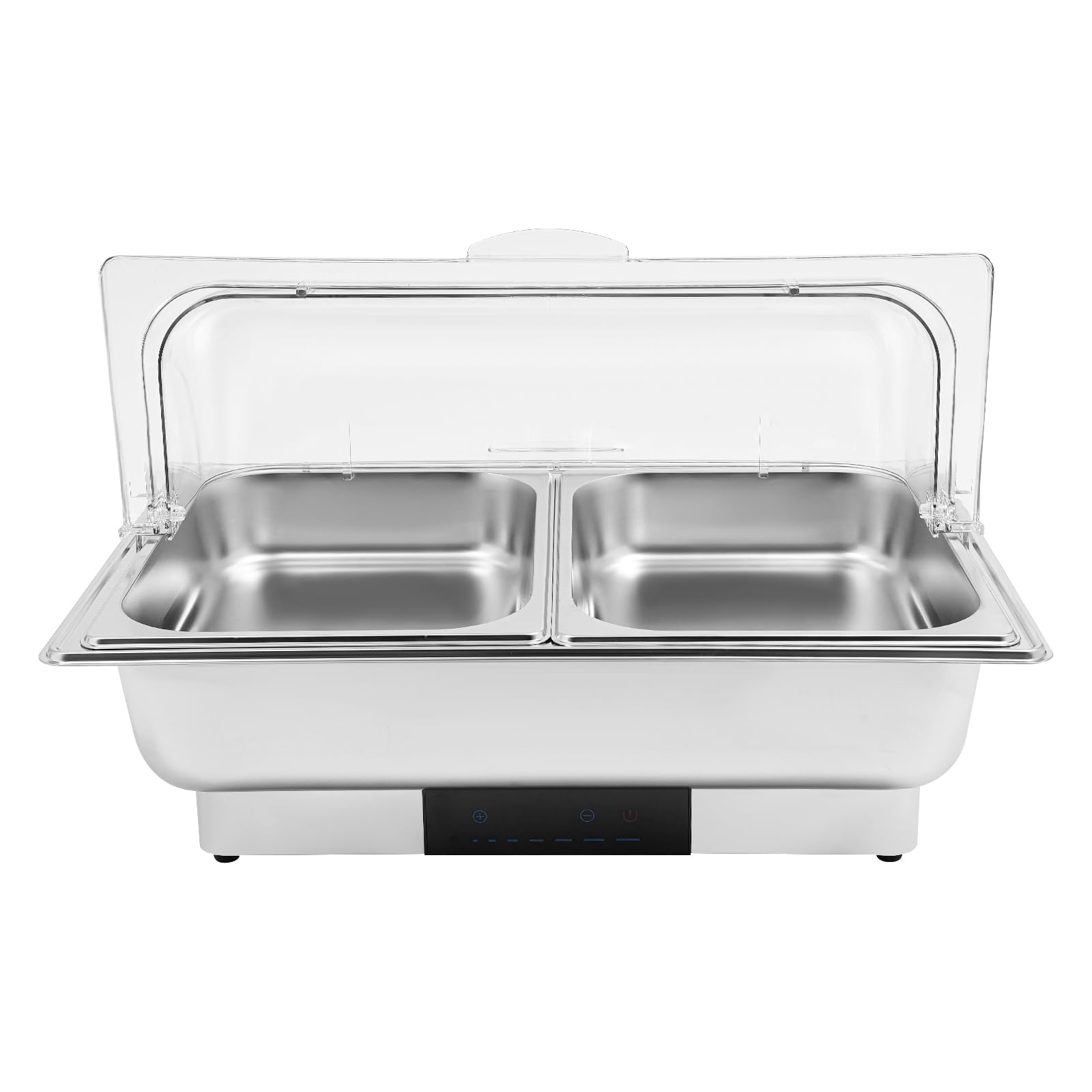 Chafing Dish, 35 ~ 90 ℃, 9 l, piastra elettrica per buffet, in acciaio inox, con display, per buffet, catering, matrimoni, cene di famiglia (due scomparti)
